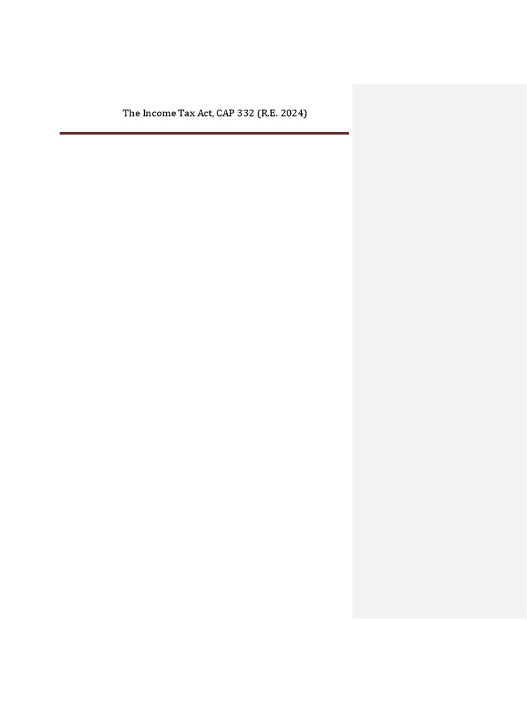 Income Tax Act CAP 332 Overview | PDF | Taxes | Income Tax