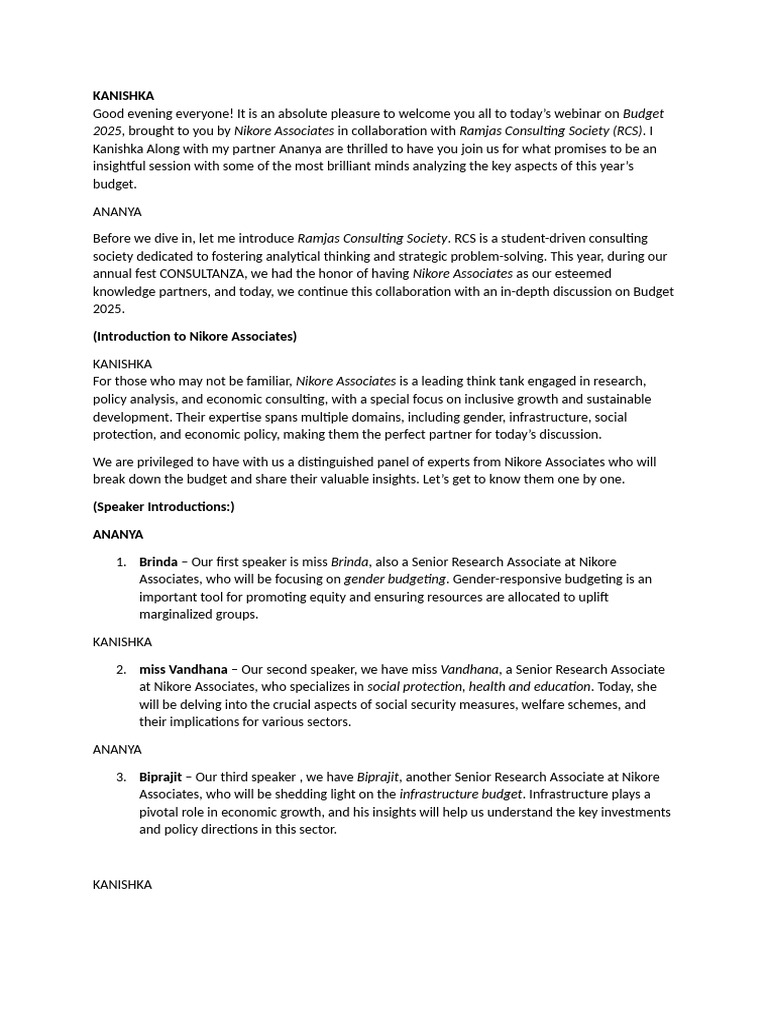 Webinar Script | PDF | Economies