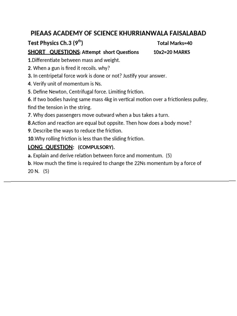 9th Phy ch.3 | PDF
