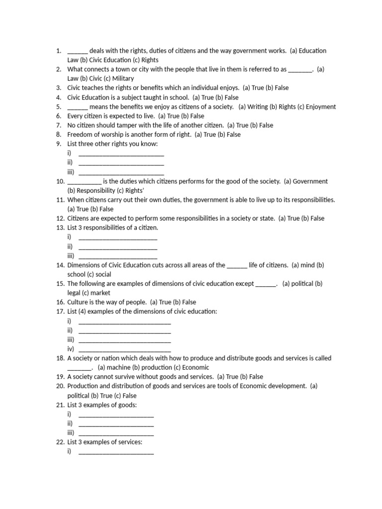 Civic Education Basic 3 | PDF | Citizenship | Nation