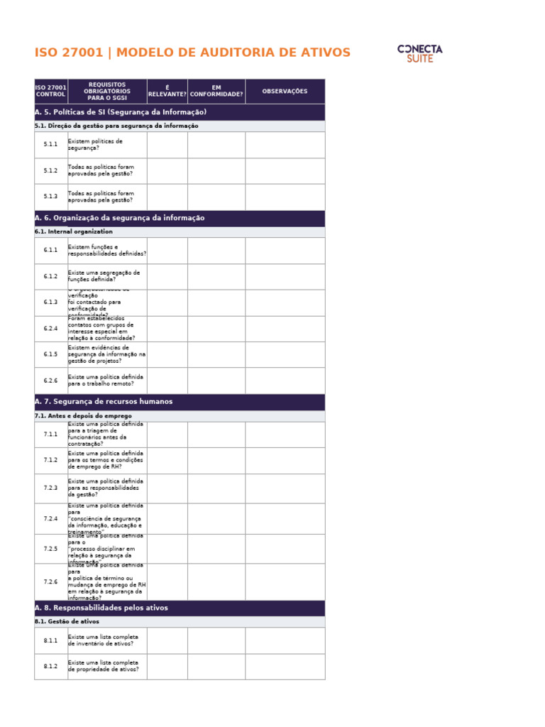Modelo de Auditoria ISO 27001 | PDF | Autenticação | Segurança da ...