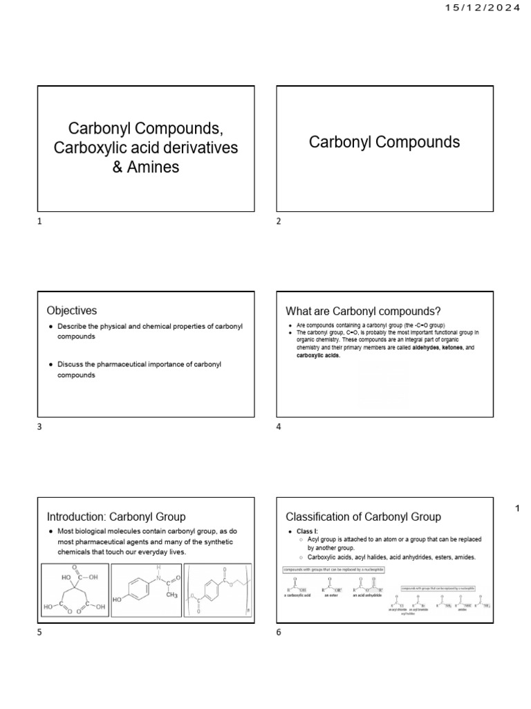 Carbonyl Compounds Carboxylic Derivatives and Amines | PDF | Amine ...