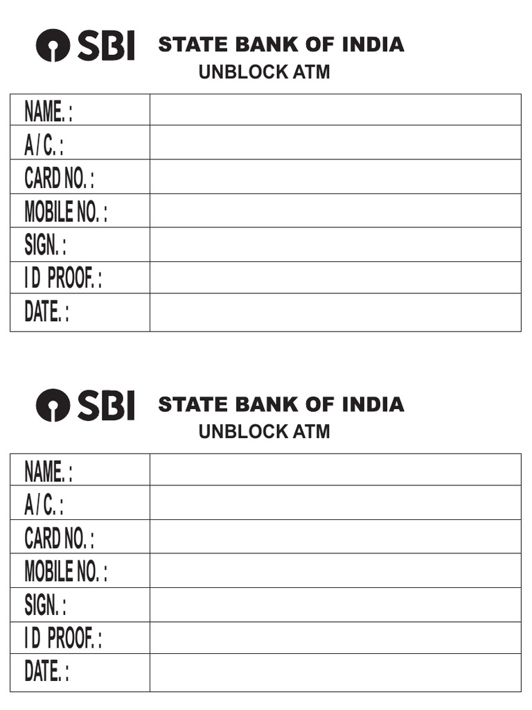 Atm Un Block Form | PDF
