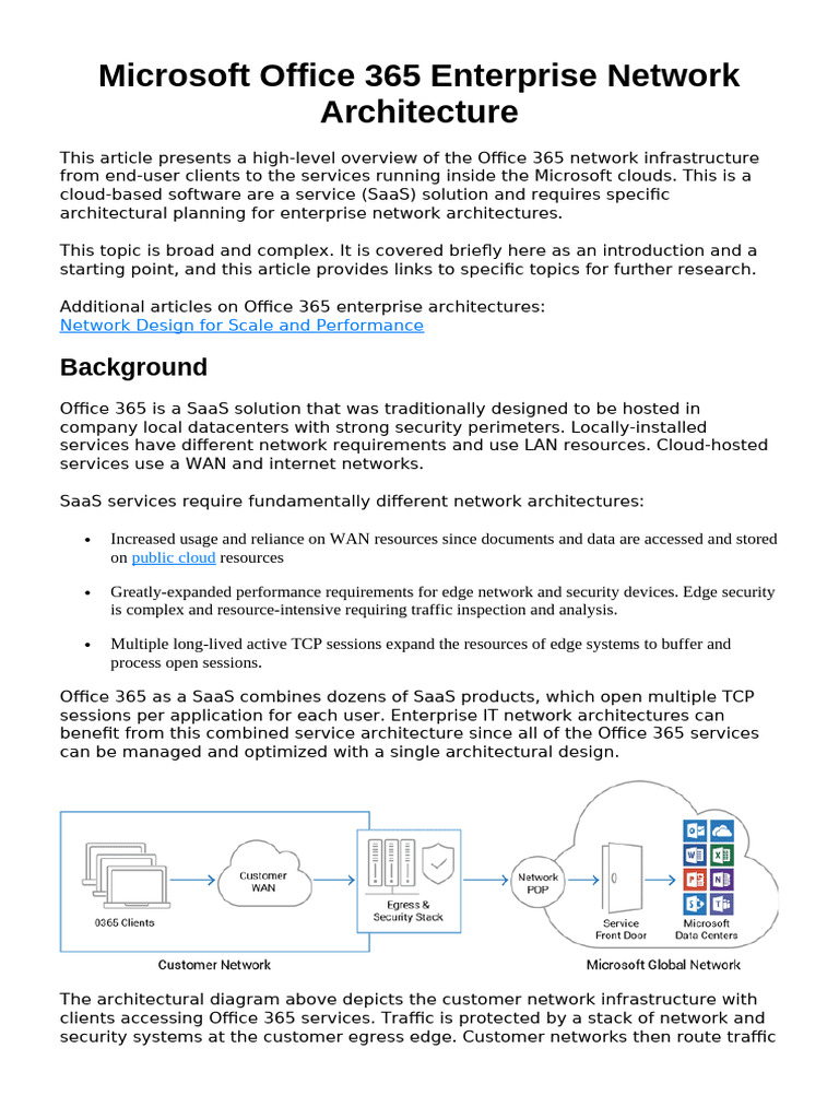 Office 365 Network Architecture Overview | PDF | Computer Network ...