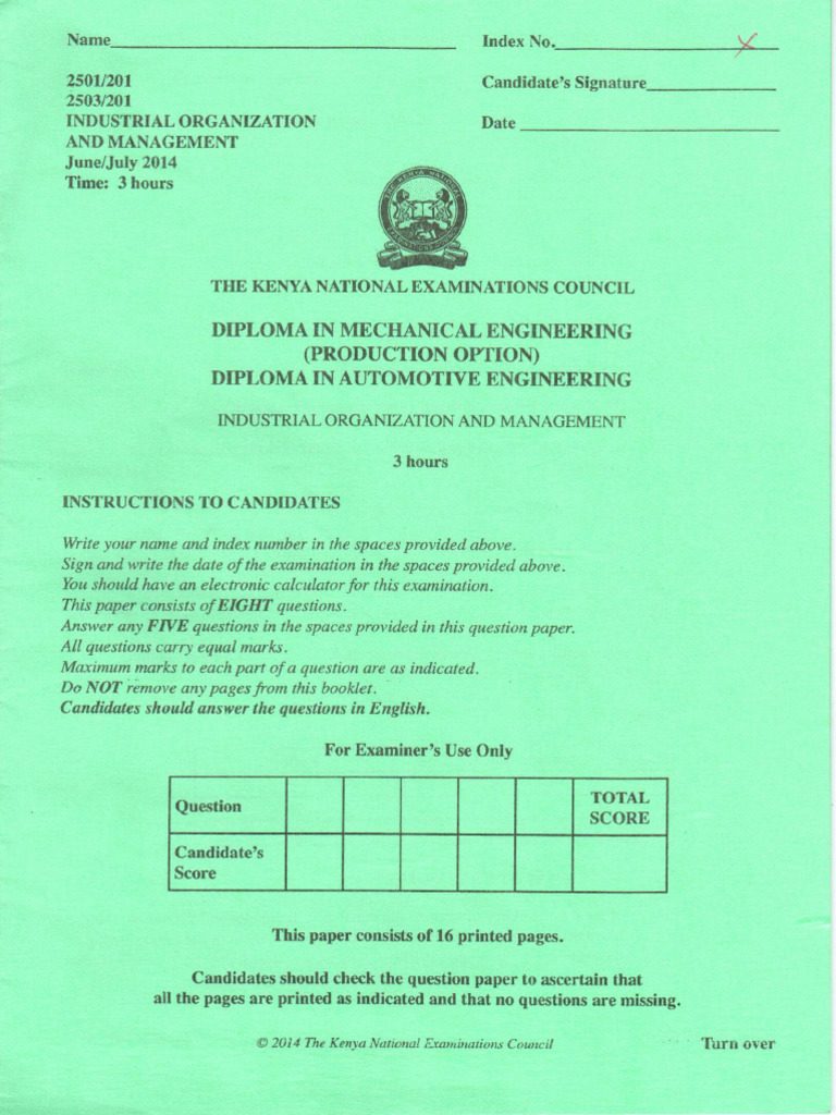 KNEC 2014 Jun-Jul 2503 201-I O M | PDF