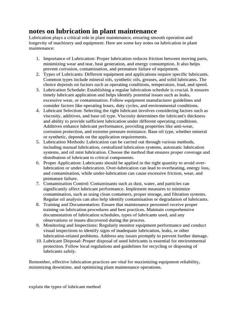 Plant Lubrication Methods and Practices | PDF | Lubricant | Motor Oil