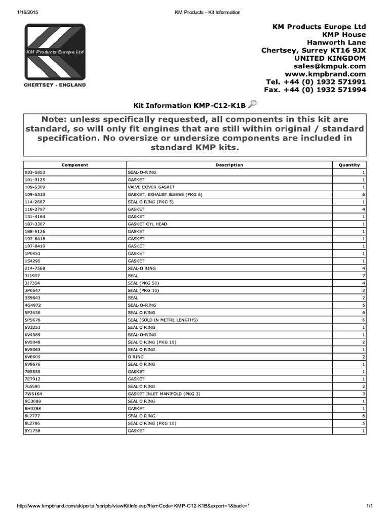 KMP C12 K1B | PDF