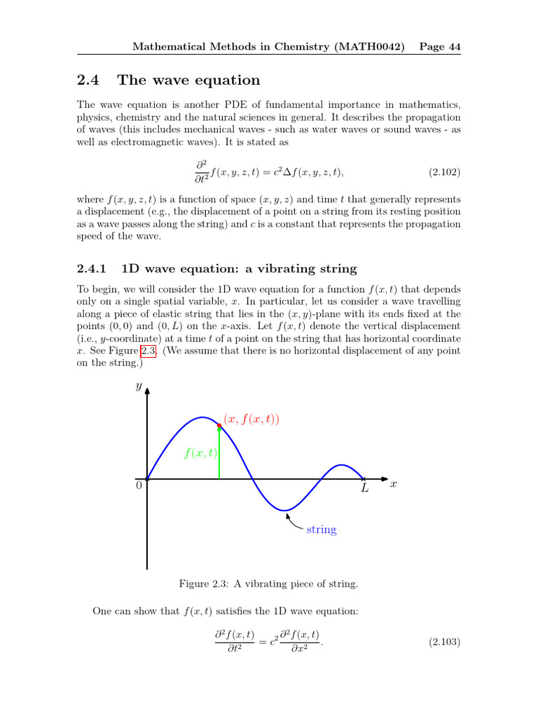 Wave Equation in Mathematical Chemistry | PDF | Waves | Wave Equation
