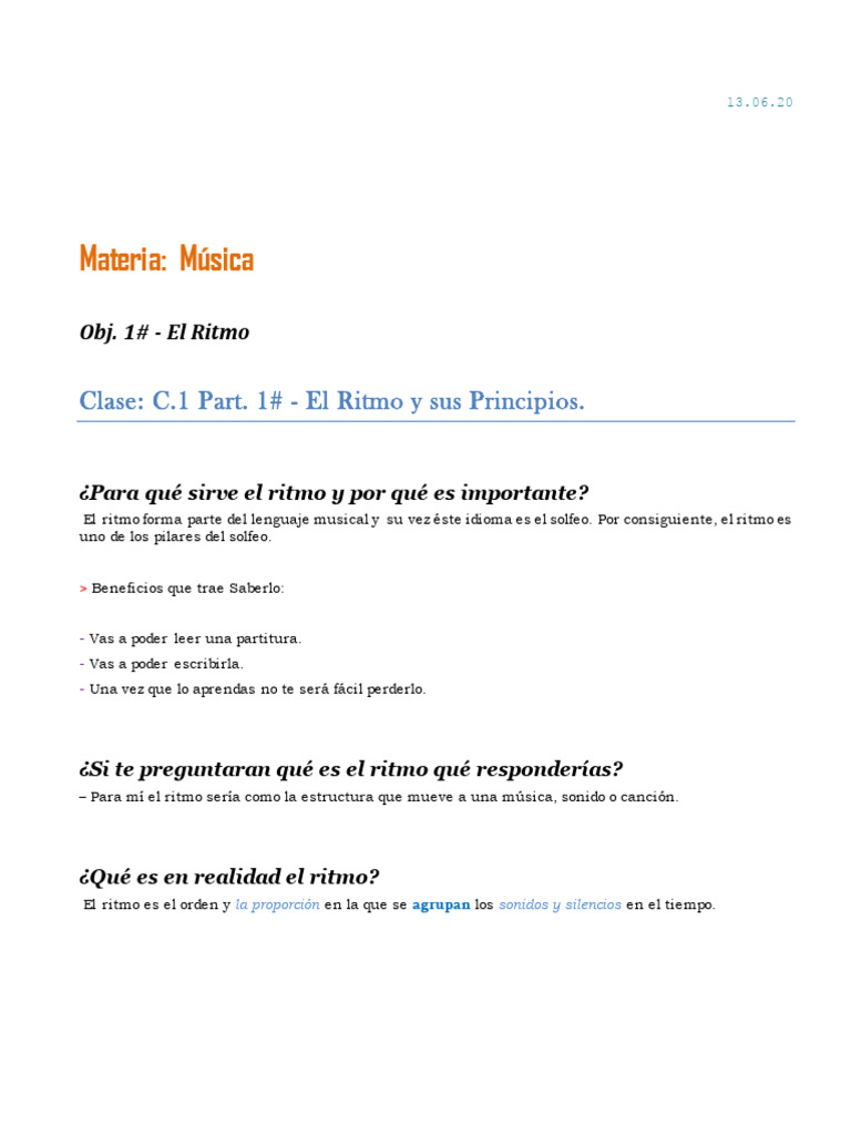 C.1 El Ritmo y Sus Principios. | PDF | Ritmo | Las artes escénicas