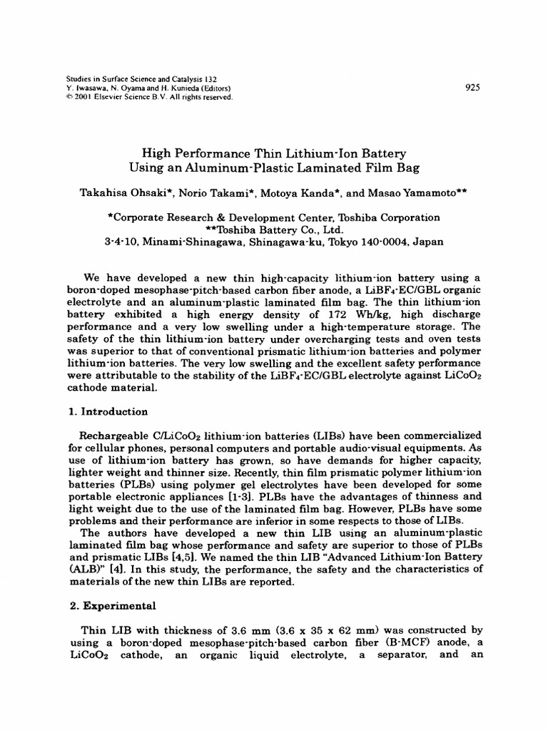 Advanced Thin Lithium-Ion Battery Design | PDF | Lithium Ion Battery ...