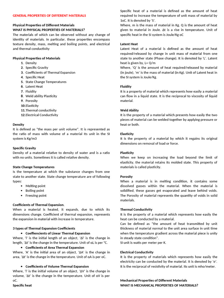 Physical and Mechanical Properties of Materials | PDF | Deformation ...