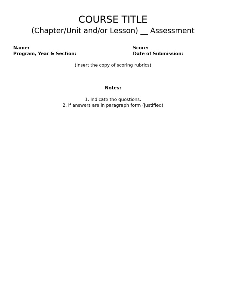 Assessment Rubric and Submission Guide | PDF