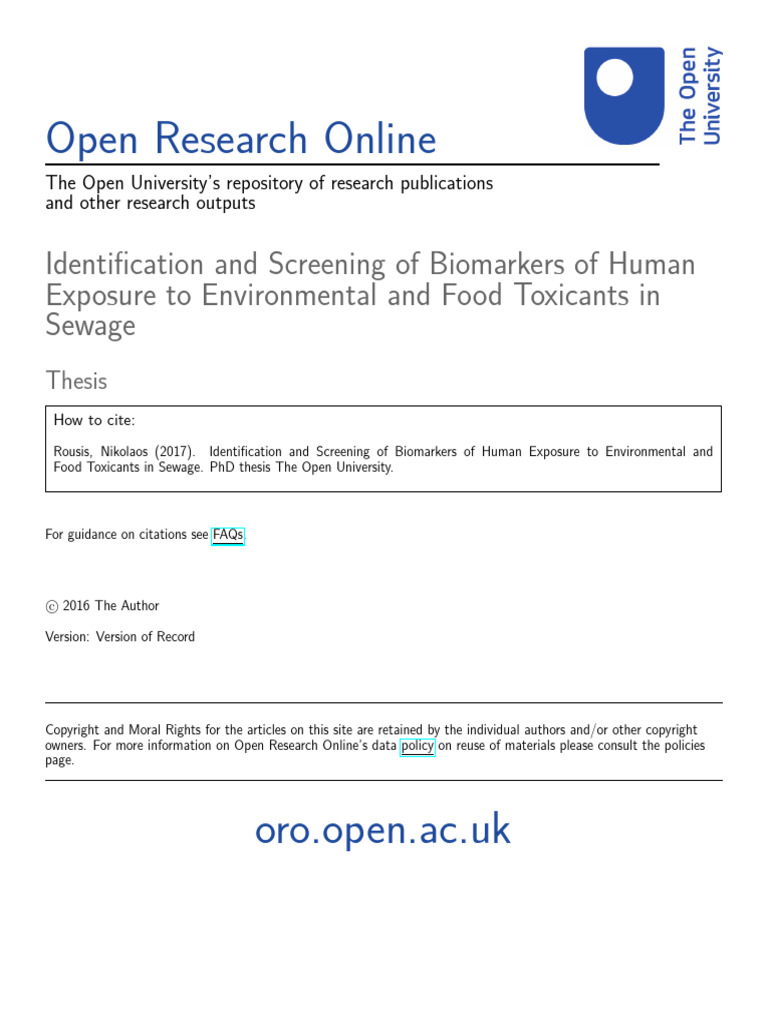 NI Rousis PHD Thesis | PDF | Pesticide | Metabolomics
