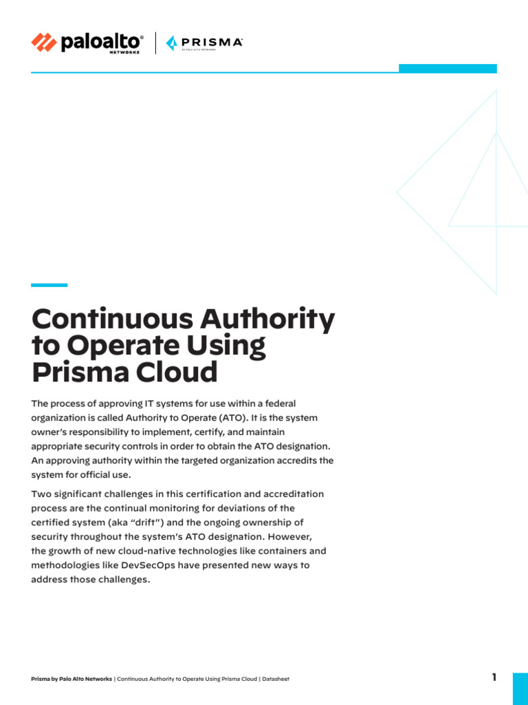 Continuous Authority To Operate Using Prisma Cloud | PDF | Information ...