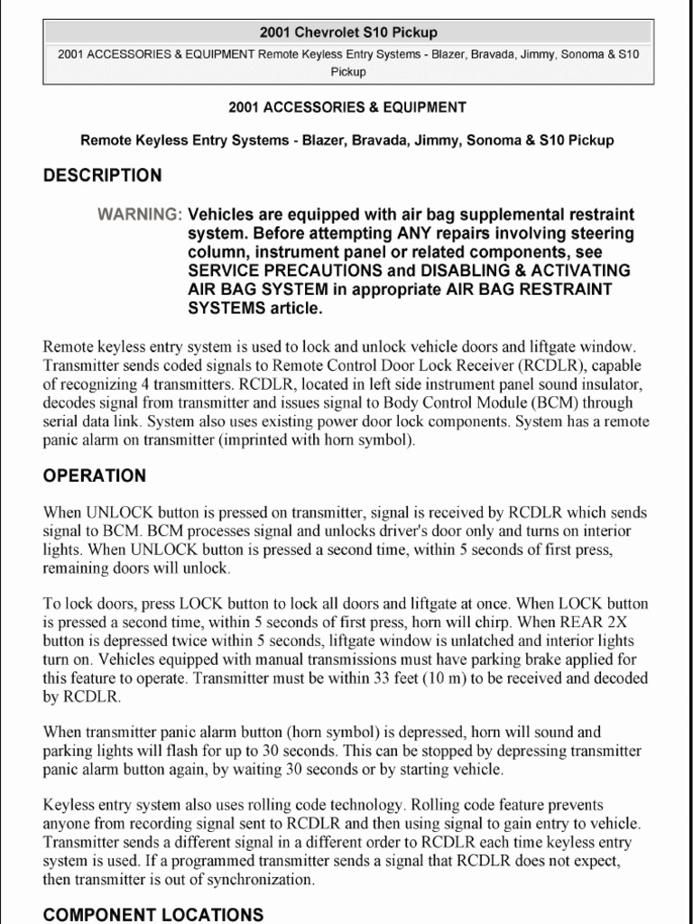 Keyless Entry | PDF