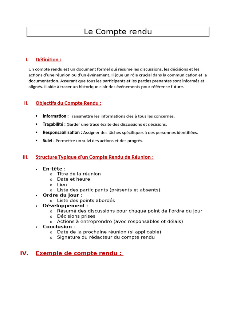 Guide de Rédaction d'un Compte Rendu | PDF