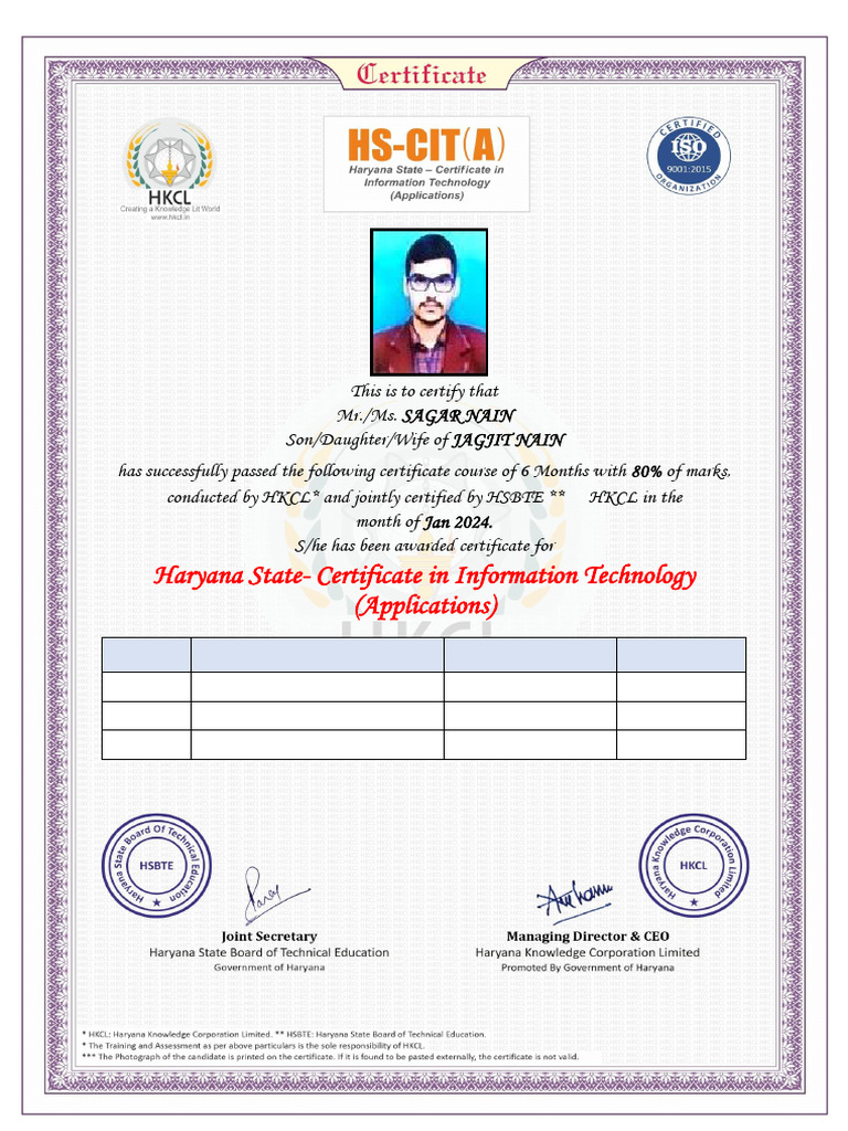HKCL HSCIT Certificate Awarded | PDF