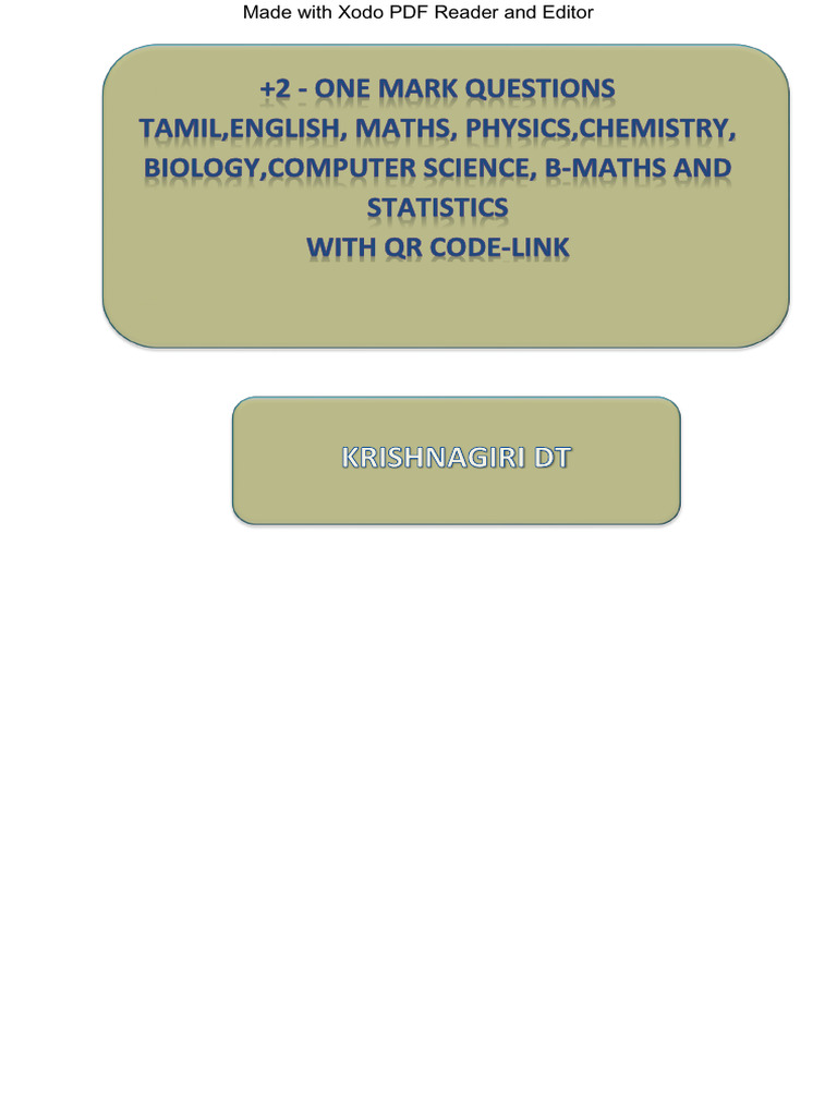 +2 One Mark Practice Book | PDF