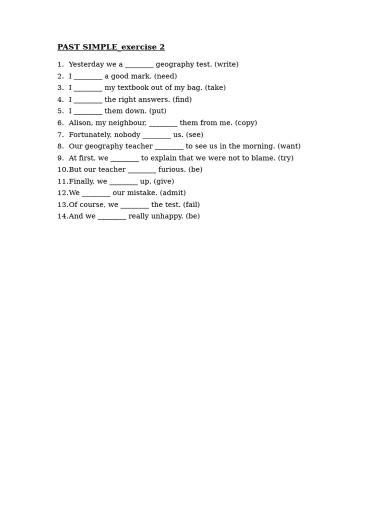 Past Simple Exercise for Students | PDF