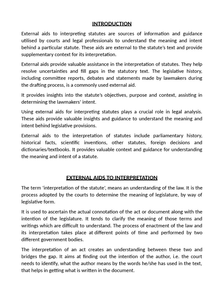 External Aids in Statutory Interpretation | PDF | Statutory ...