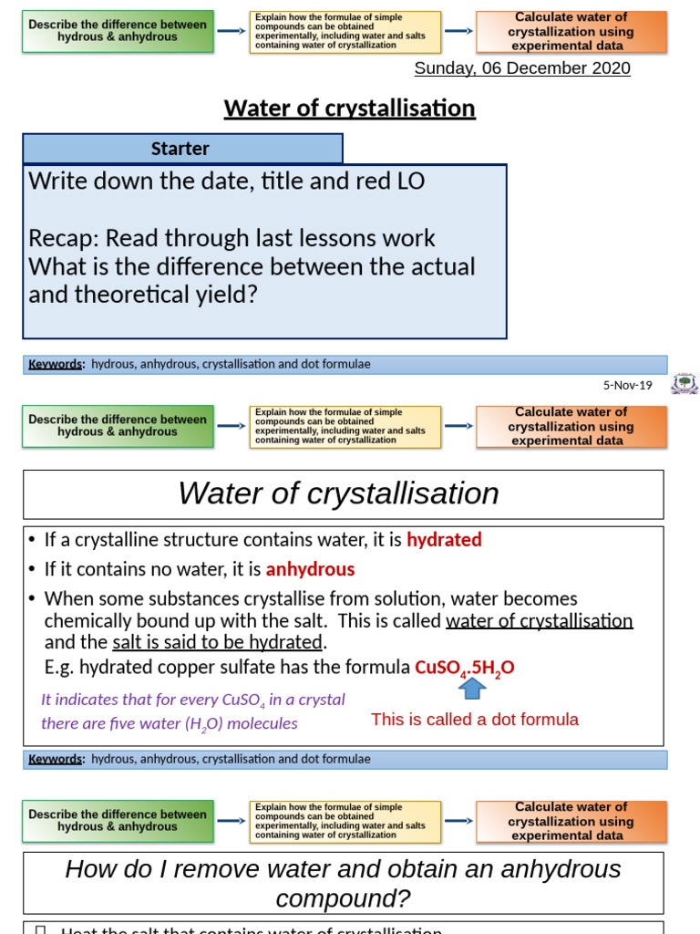 Hydrous vs Anhydrous: Crystallization Explained | PDF | Materials ...