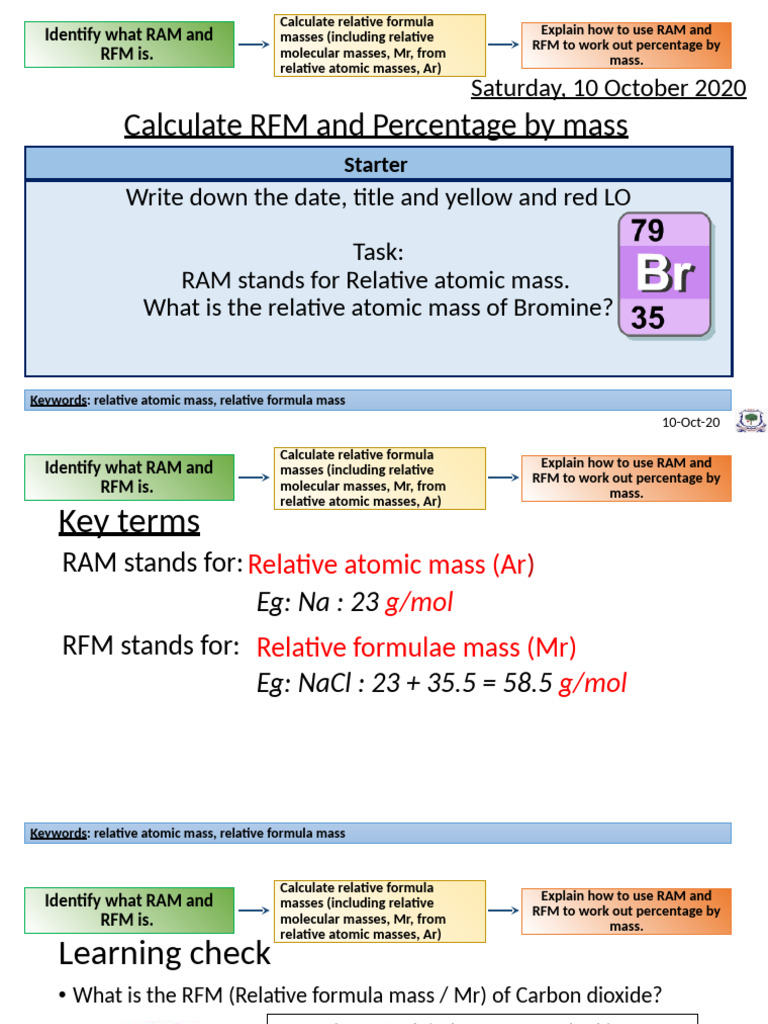 Calculating RAM and RFM in Chemistry | PDF | Molecules | Chemical Compounds