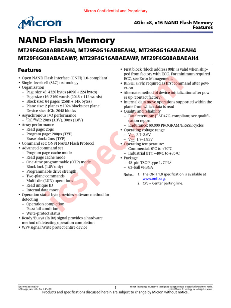 4Gb SLC NAND Flash Memory Specifications | PDF | Flash Memory | Input ...