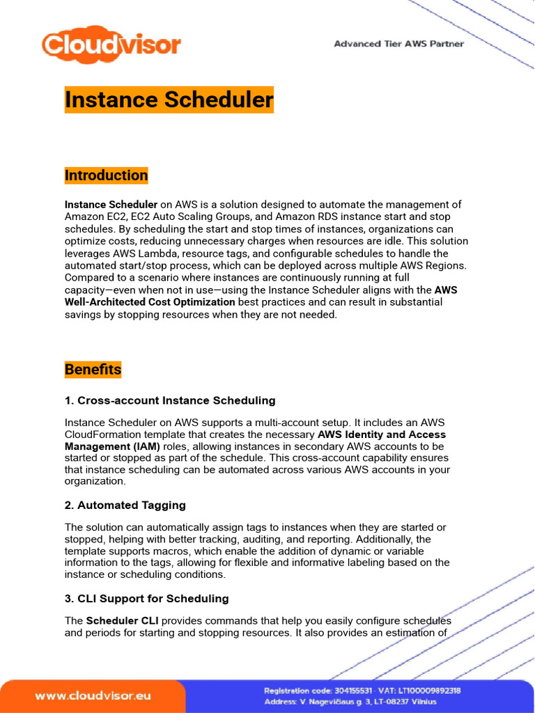 AWS Instance Scheduler Overview | PDF | Amazon Web Services | Automation