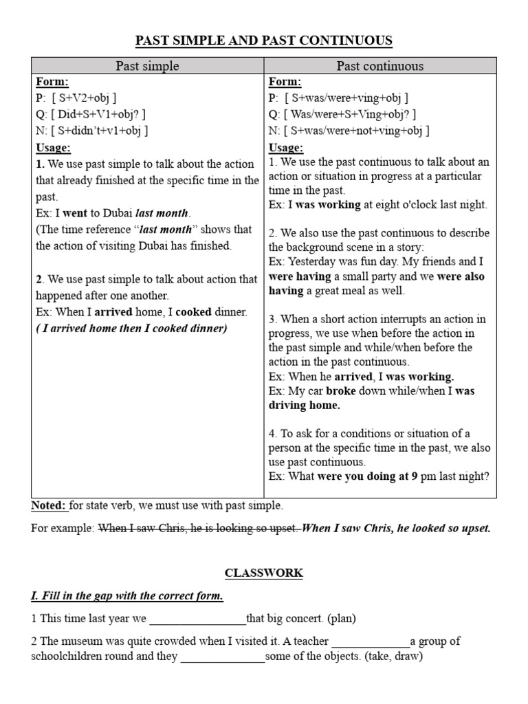 Past Simple and Past Continuous | PDF