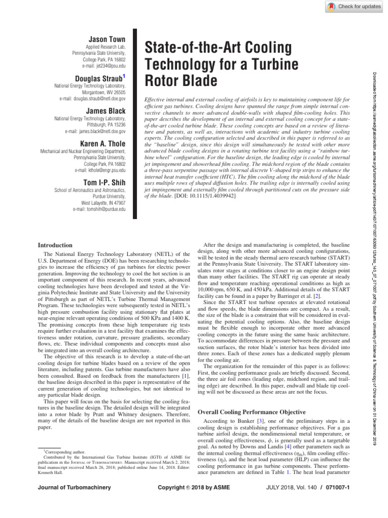 State-of-the-Art Cooling Technology For A Turbine Rotor Blade | PDF ...