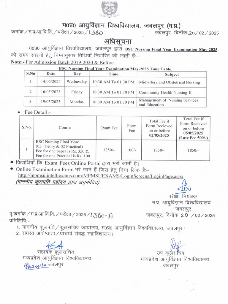 BSc Nursing Exam Process Overview 2025 | PDF
