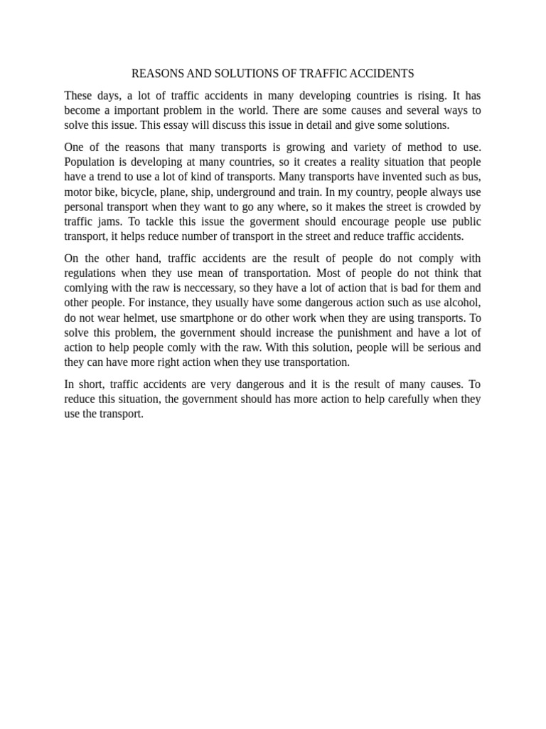 Solutions to Traffic Accidents | PDF
