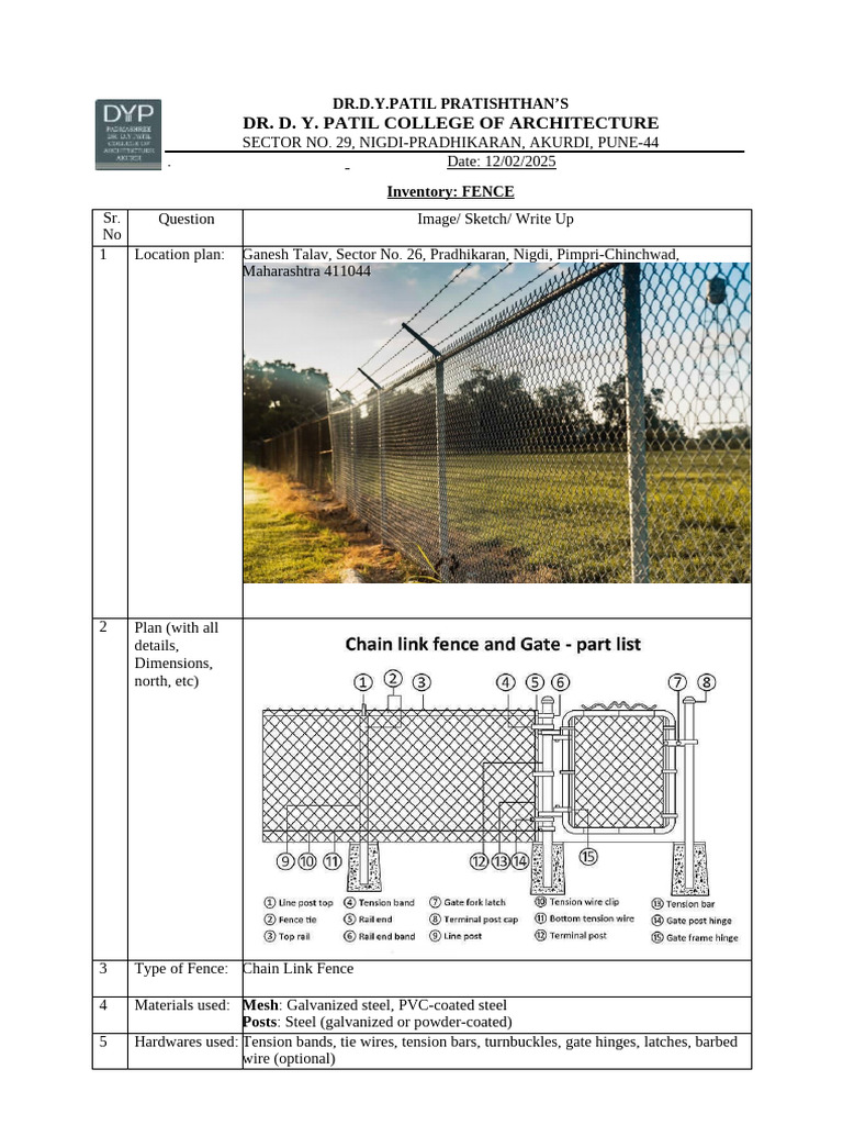 Fence and Gate Inventory Report | PDF | Concrete | Precast Concrete