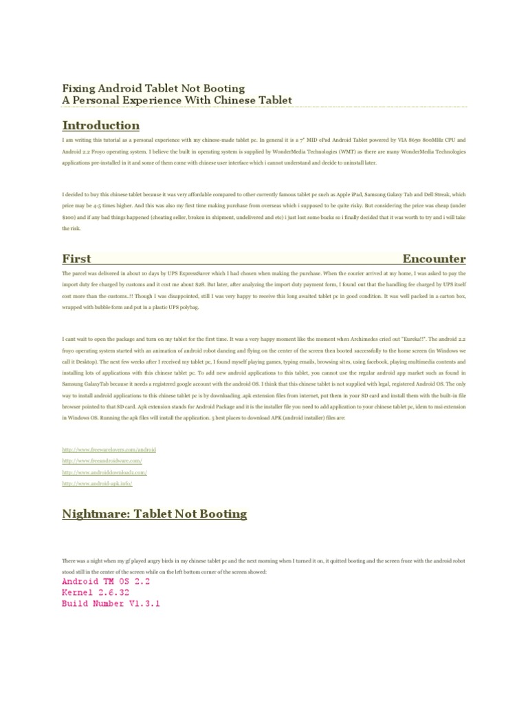 Fixing Android Tablet Not Booting PDF Tablet Computer Android