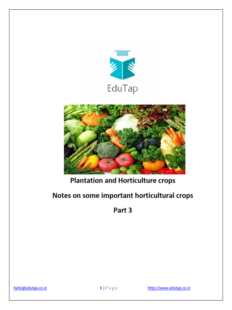 Concept Notes - Supplementary Notes On Some Important Horticultural ...