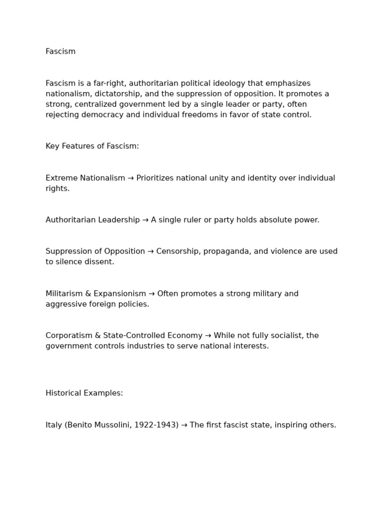 Understanding Fascism: Key Features | PDF