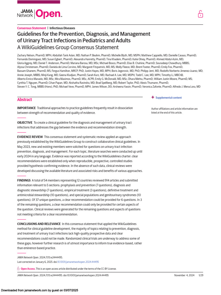 UTI Management Guidelines for Clinicians | PDF | Urinary Tract ...
