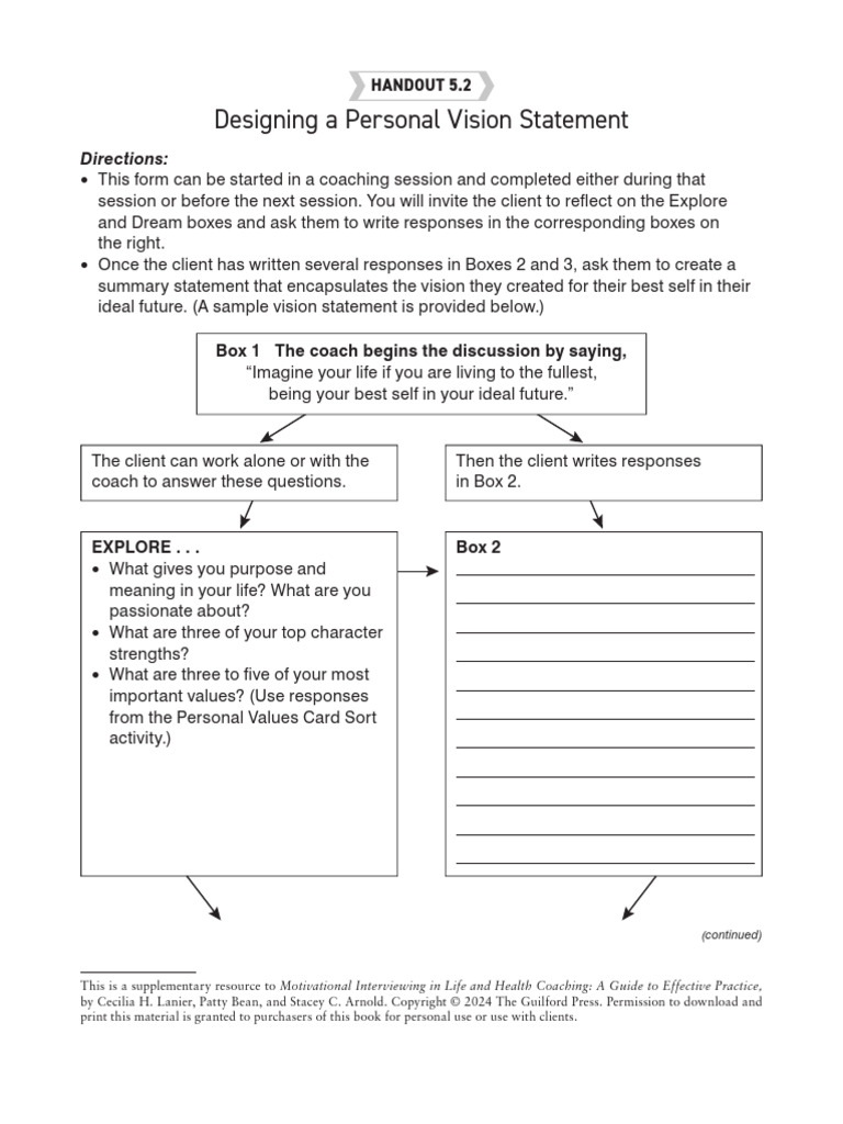 Lanier-Handout 5-2 Designing A Personal Vision Statement | PDF | Psychology