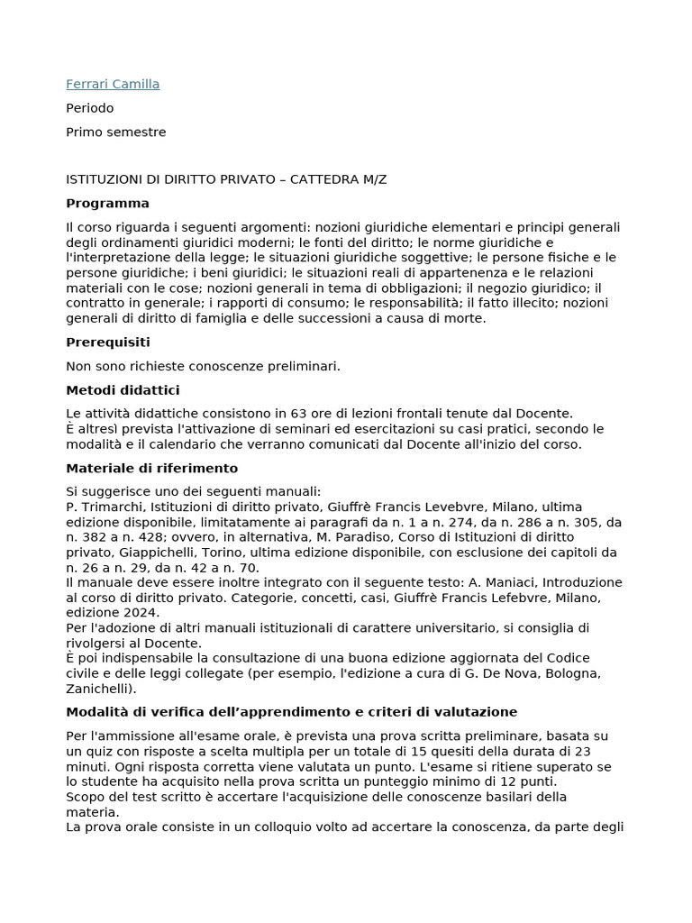Ist Diritto Privato | PDF