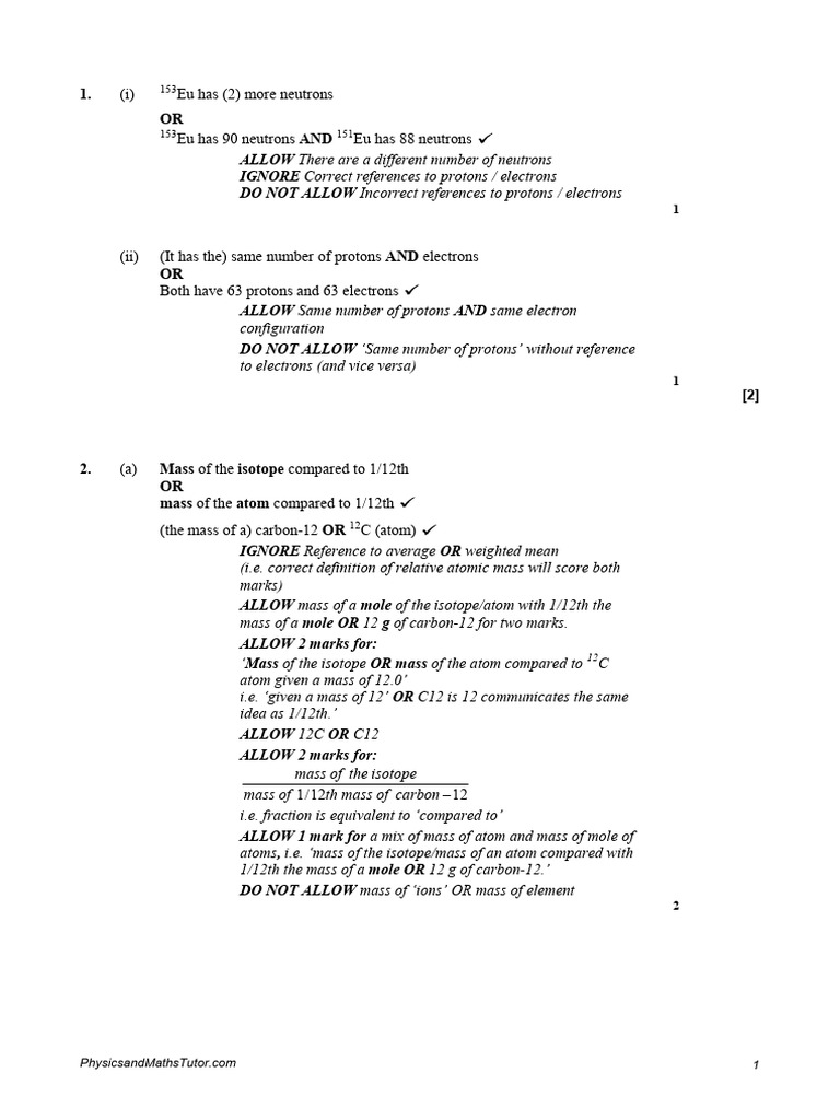 Isotopic Mass and Atomic Composition Analysis | PDF | Atoms | Isotope