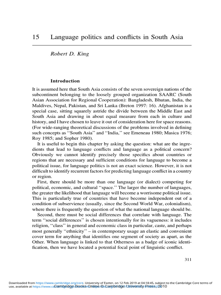 Language Conflicts in South Asia | PDF | Urdu | Languages Of India