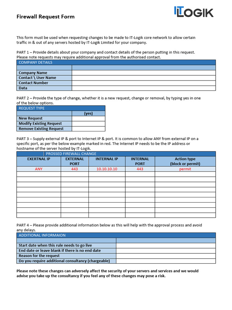 Firewall Request Form | PDF
