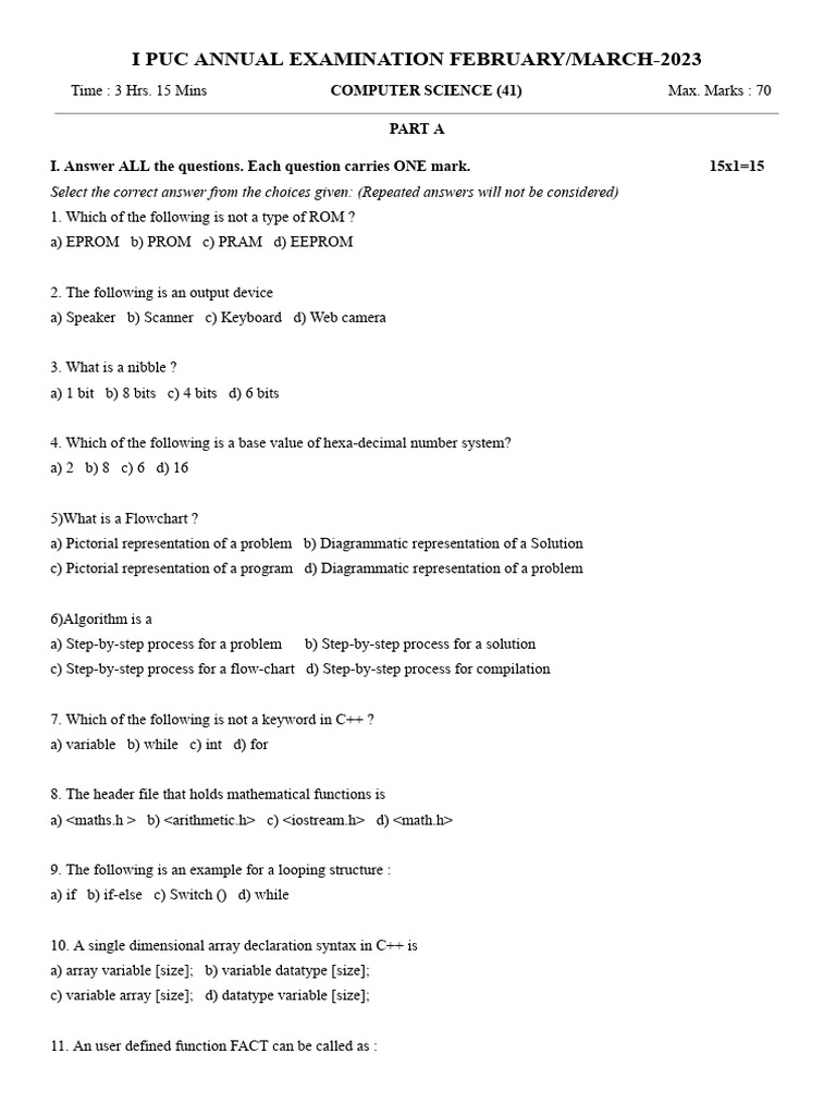 Computer Science Exam Paper 2023 | PDF | Programming Paradigms ...