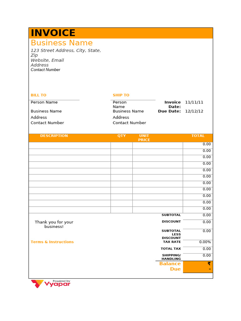 Invoice Format in Word 11 | PDF