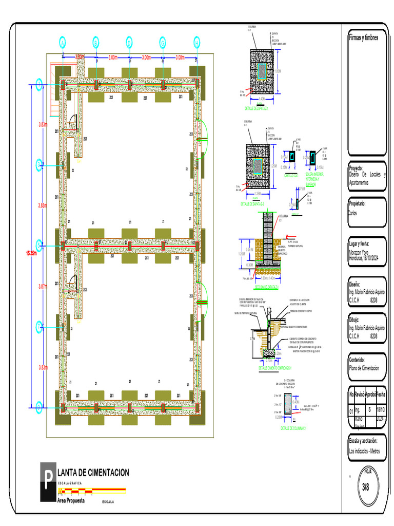 Plano de Cimentación Detallado | PDF | Ingeniería estructural