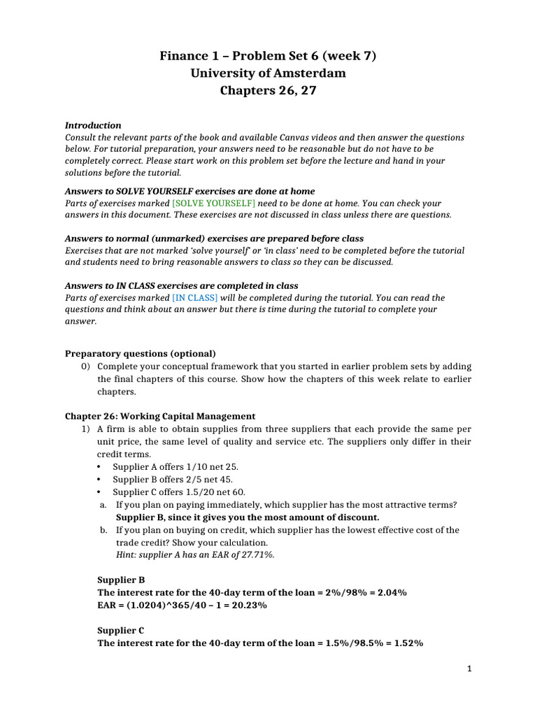 Supplier Financing and Working Capital Analysis | PDF | Net Present ...