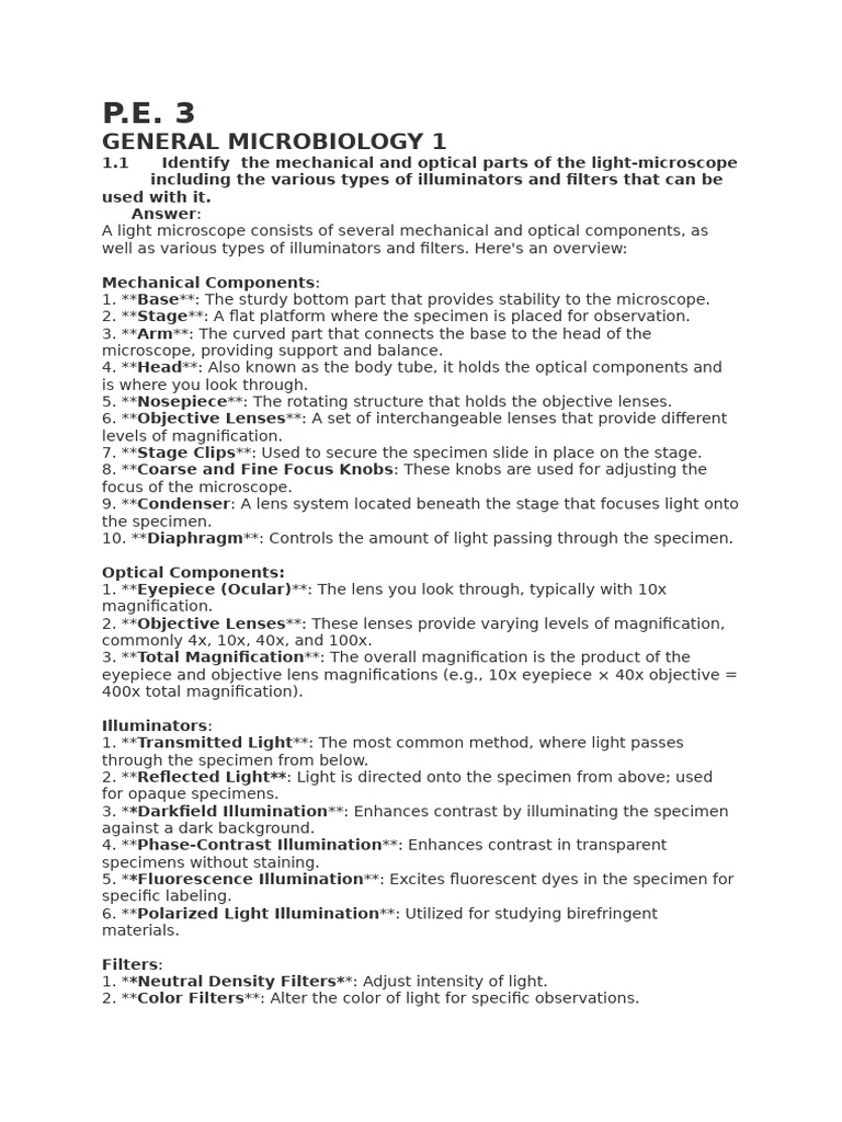 Light Microscope Components Overview | PDF | Bacteriophage ...