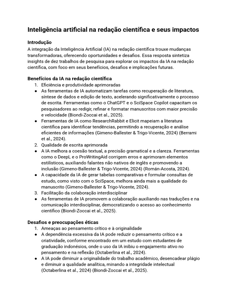 Impactos da IA na Redação Científica | PDF | Inteligência artificial ...