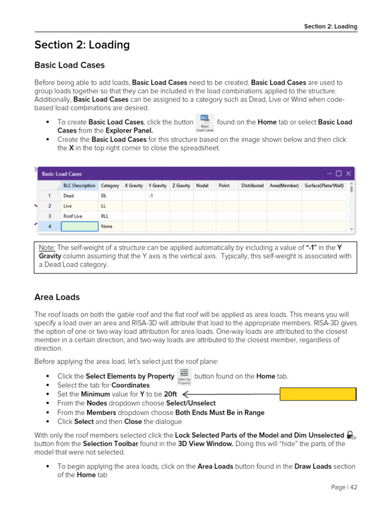 Creating Basic Load Cases in RISA-3D | PDF | Spreadsheet | Button ...