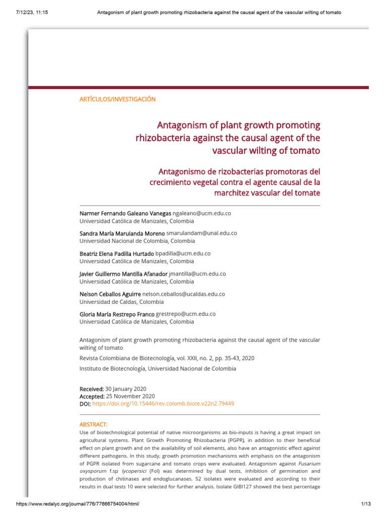 Antagonism of Plant Growth Promoting Rhizobacteria Against The Causal ...